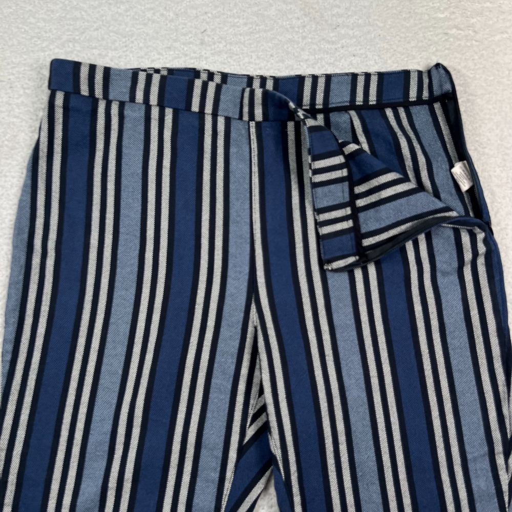 Free People Navy and Light Gray Striped Cropped Pants Linen Blend - Picture 9 of 9
